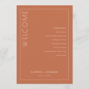Elegant Terracotta Ceremony Schedule Program