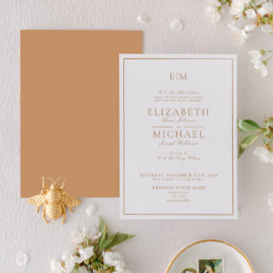 Elegant Terracotta Classic Script Monogram Wedding Invitation