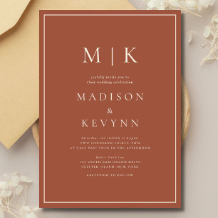 Elegant Terracotta Classic Wedding Invitation
