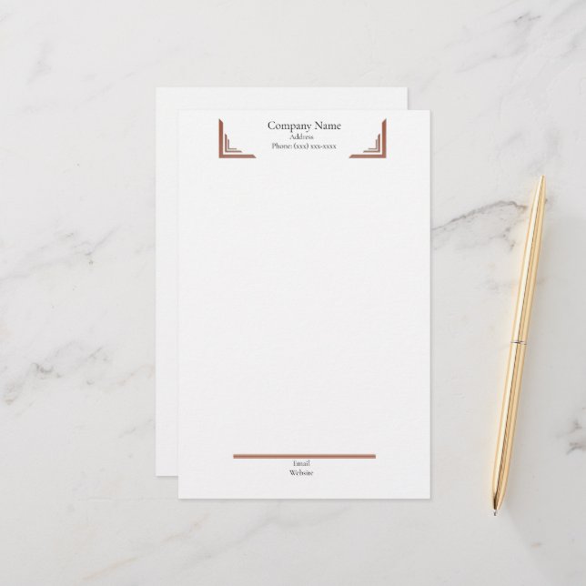 Elegant Terracotta Corner— with Footer Stationery (Front/Back In Situ)