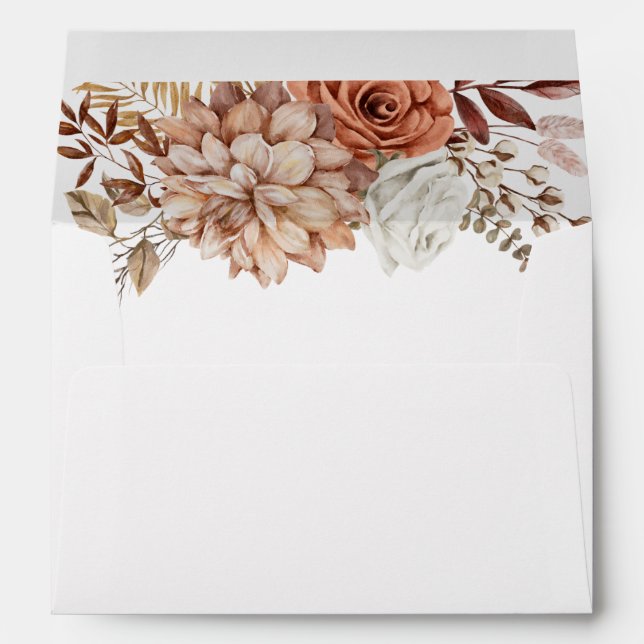 Elegant Terracotta Fall Autumn Floral Envelope (Back (Bottom))