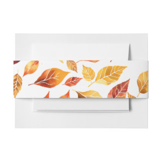 Elegant Terracotta Fall Leaves burnt orange Invitation Belly Band