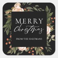 Elegant Terracotta Floral Boho Christmas Name 