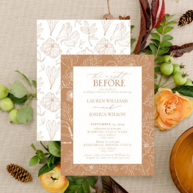 Elegant Terracotta Floral Wedding Rehearsal Dinner Invitation (Creator Uploaded)