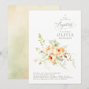 Elegant Terracotta Flowers Baptism Invitation