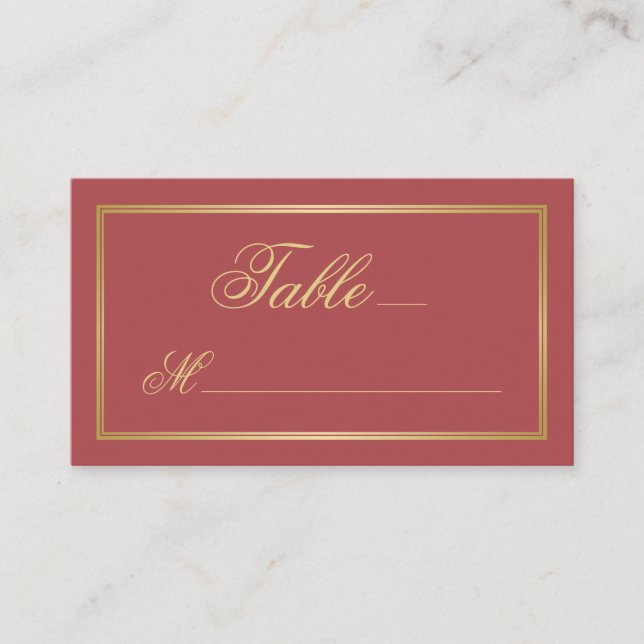 Elegant Terracotta Gold Calligraphy Wedding Place Card (Front)