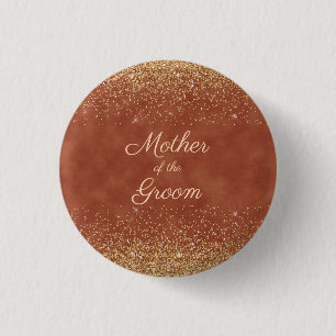 Elegant Terracotta Gold Glitter Mother Groom 1 Inch Round Button