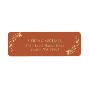 Elegant Terracotta Gold Wedding Return Address
