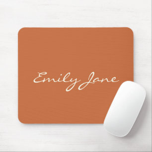 Elegant Terracotta Handwritten Script Name Custom Mouse Pad