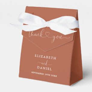 Elegant Terracotta Heart Script Wedding Favor Box