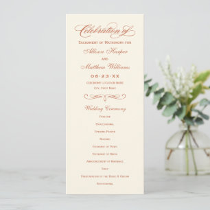 Elegant Terracotta Ivory Calligraphy Wedding Program