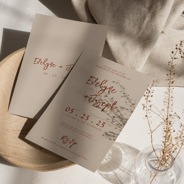 Elegant Terracotta Minimalist Boho Rsvp Wedding   Invitation (Creator Uploaded)