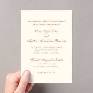 Elegant Terracotta Modern Classic Wedding Acrylic Invitations