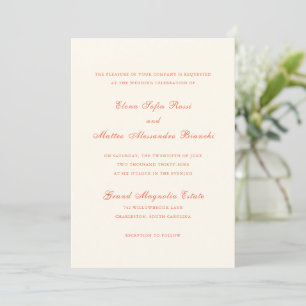 Elegant Terracotta Modern Classic Wedding Invitation