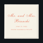 Elegant Terracotta Modern Classic Wedding Magnet<br><div class="desc">This design is part of an elegant wedding invitation suite featuring a warm, sun-kissed palette inspired by an Italian sunset, blending soft ivory with rich terracotta. Delicate script typography is paired with refined serif lettering for a timeless and romantic look. The palette with golden hour hues is perfect for summer...</div>