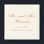 Elegant Terracotta Modern Classic Wedding Magnet<br><div class="desc">This design is part of an elegant wedding invitation suite featuring a warm, sun-kissed palette inspired by an Italian sunset, blending soft ivory with rich terracotta. Delicate script typography is paired with refined serif lettering for a timeless and romantic look. The palette with golden hour hues is perfect for summer...</div>