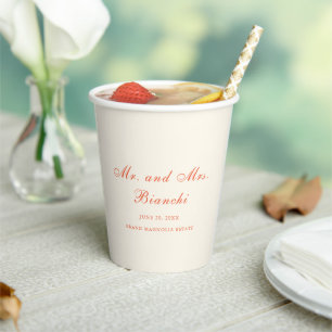 Elegant Terracotta Modern Classic Wedding Paper Cups