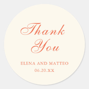 Elegant Terracotta Modern Classic Wedding Round Sticker