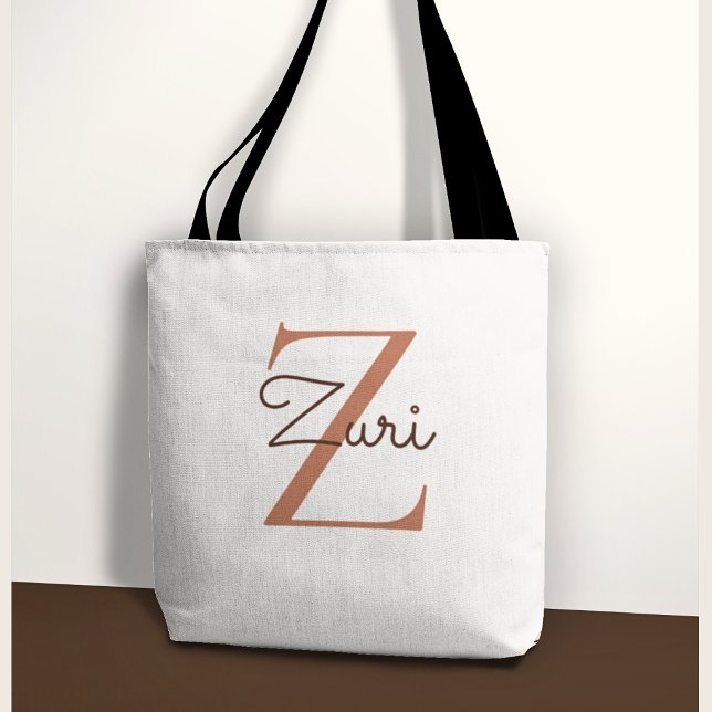 Elegant Terracotta Monogram Initial Z Custom Name  Tote Bag (Creator Uploaded)