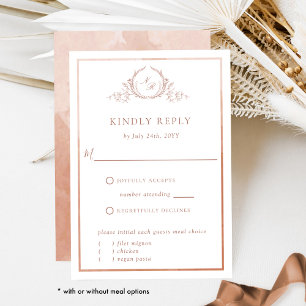 Elegant Terracotta Monogram with Watercolor RSVP Card