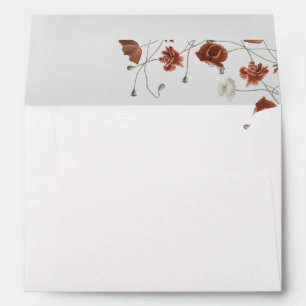 Elegant Terracotta Monogrammed Floral Wedding Envelope