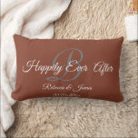 Elegant Terracotta Monogrammed Happily Ever After Lumbar Pillow<br><div class="desc">Elegant Terracotta and White Name Monogrammed Happily Ever After Lumbar pillow</div>