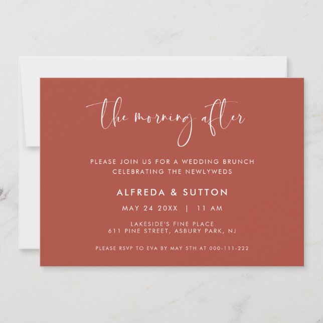 Elegant terracotta Morning after Wedding Brunch Invitation (Front)
