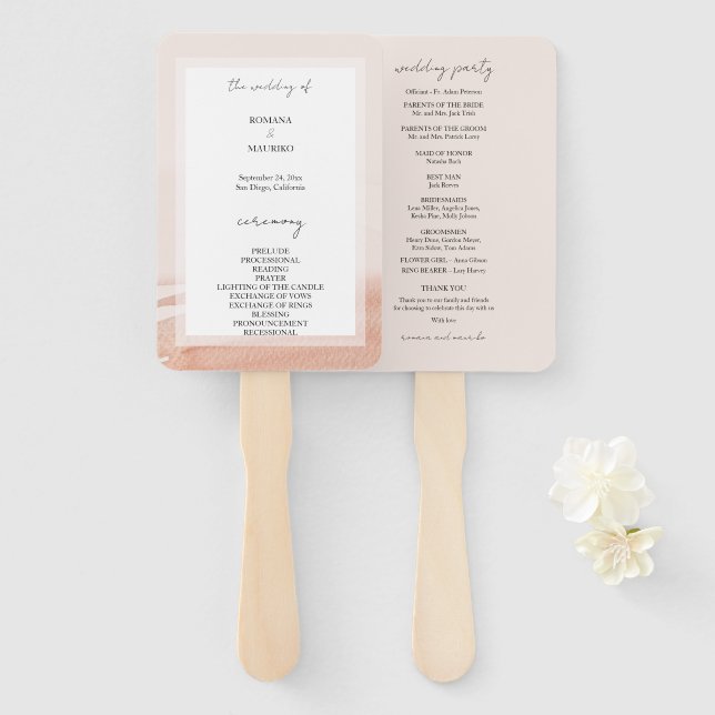 Elegant Terracotta Ombre Watercolor Hand Fan (Front and Back)