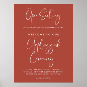 Elegant Terracotta Open seating Unplugged ceremony Poster