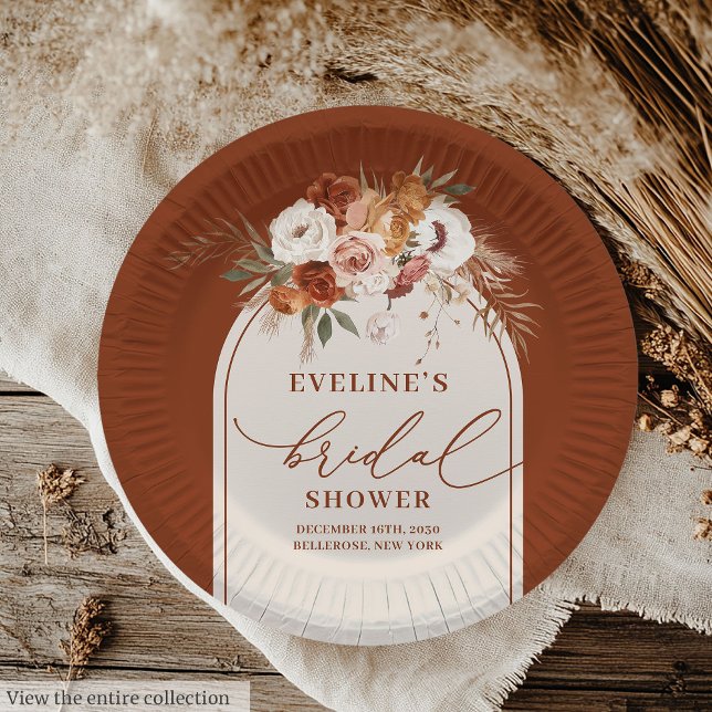 Elegant terracotta pampas boho bridal paper plates (Elegant terracotta pampas boho bridal paper plates

)
