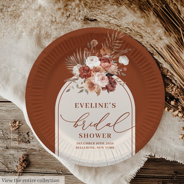 Elegant Terracotta Pampas Grass Boho Paper Plates (Elegant Terracotta Pampas Grass Boho Paper Plates)