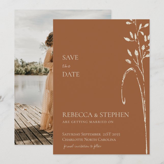 Elegant Terracotta   photo save the date  Invitati Invitation (Front/Back)