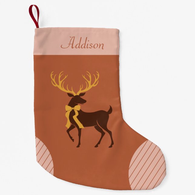 Elegant Terracotta Pink Personalized Small Christmas Stocking (Front)