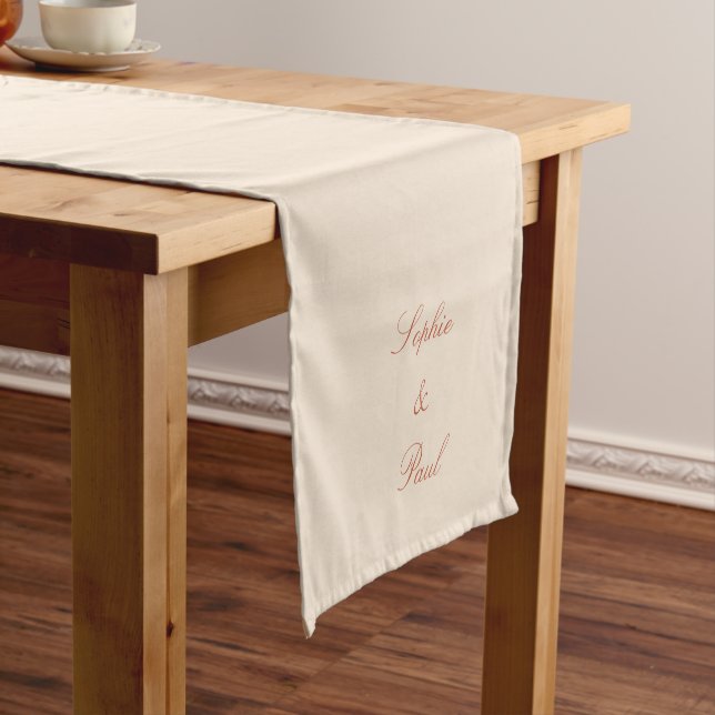 Elegant Terracotta Script Wedding Table Runner (In Situ)