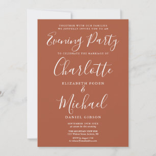 Elegant Terracotta Signature Wedding Evening Party Invitation