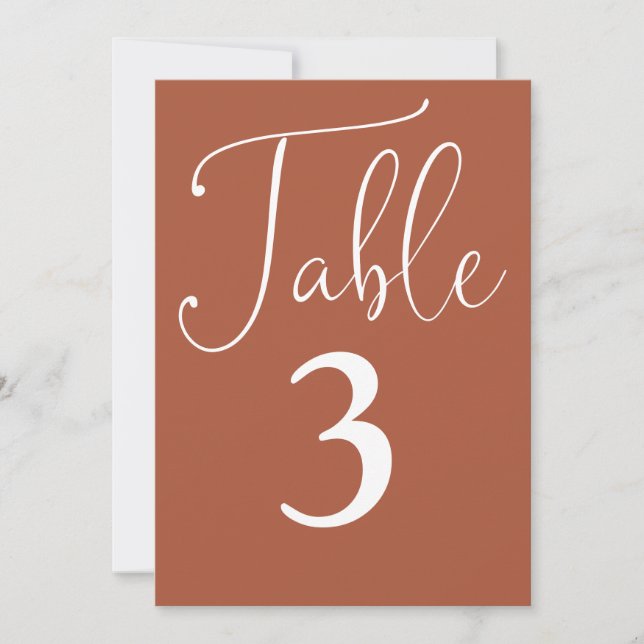 Elegant Terracotta Simple Large Table Number (Front)