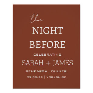 Elegant Terracotta the Night Before Wedding Poster
