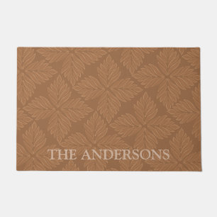 Elegant Terracotta Tile Botanical Pattern Custom Doormat
