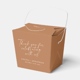 Elegant Terracotta Trendy Script Custom Thank You Favor Box