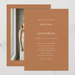 Elegant Terracotta Trendy Script Photo Wedding Invitation