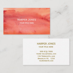 Elegant Terracotta Watercolor Fall Boho Business Card