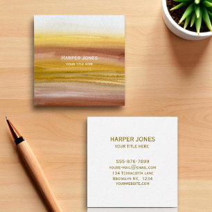 Elegant Terracotta Watercolor Fall Boho Square Business Card