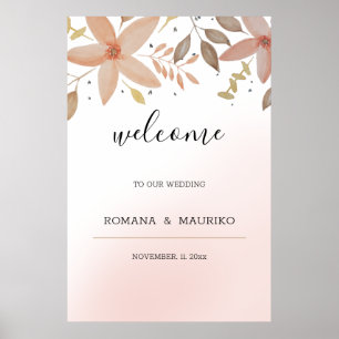 Elegant Terracotta Watercolor Floral Hand-painted Poster