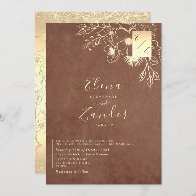 Elegant Terracotta Wedding Invitation (Front/Back)