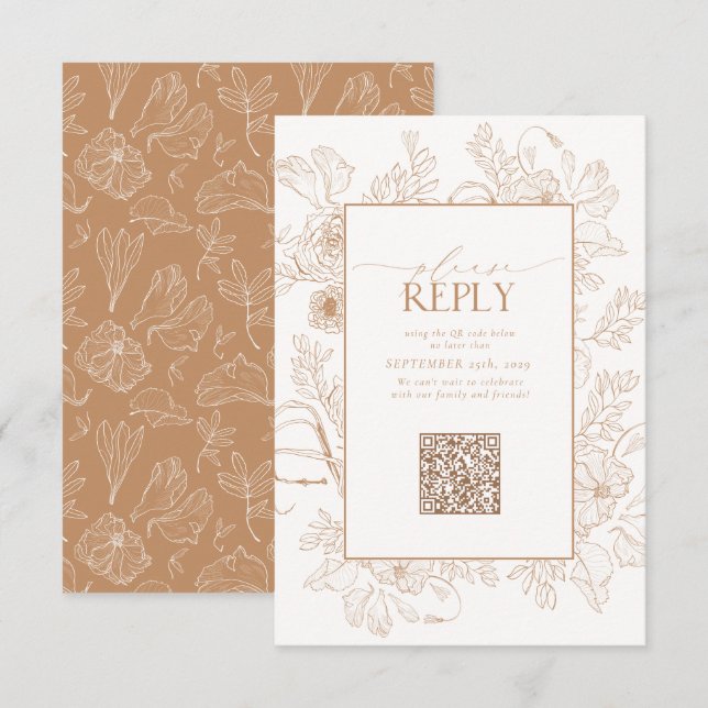 Elegant Terracotta Wedding QR Code Please Reply RSVP Card (Front/Back)