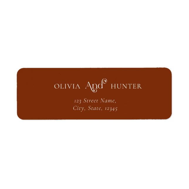 Elegant Terracotta Wedding Return Address  Label (Front)