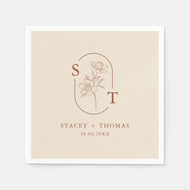 Elegant Terracotta Whimsical Wedding Napkin (Front)