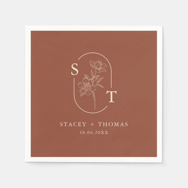 Elegant Terracotta Whimsical Wedding Napkin (Front)
