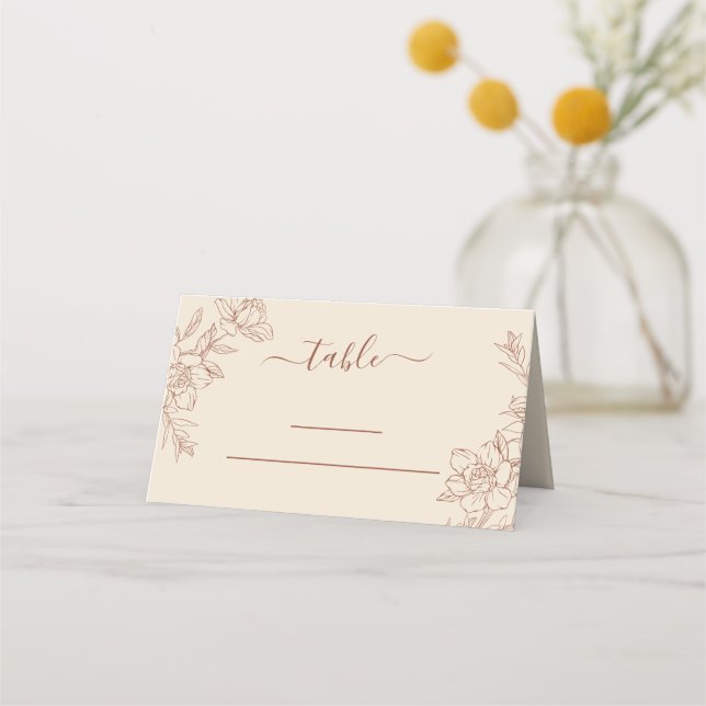 Elegant Terracotta Whimsical Wedding Place Card (Front)