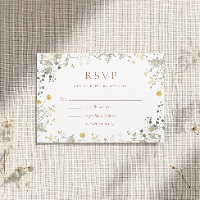 Elegant Terracotta Wildflower Wedding RSVP Card (Creator Uploaded)